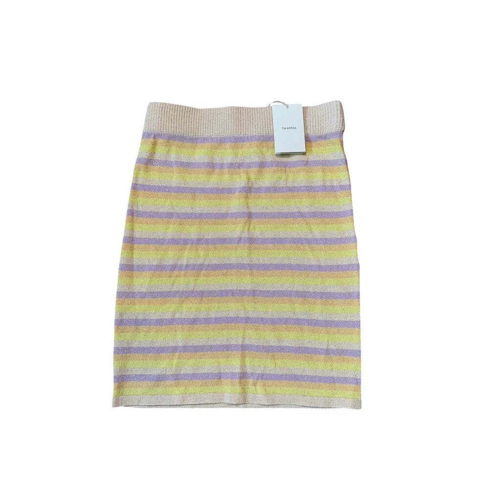 Tularosa Pastel Stripe Knit Metallic Mini Skirt NEW